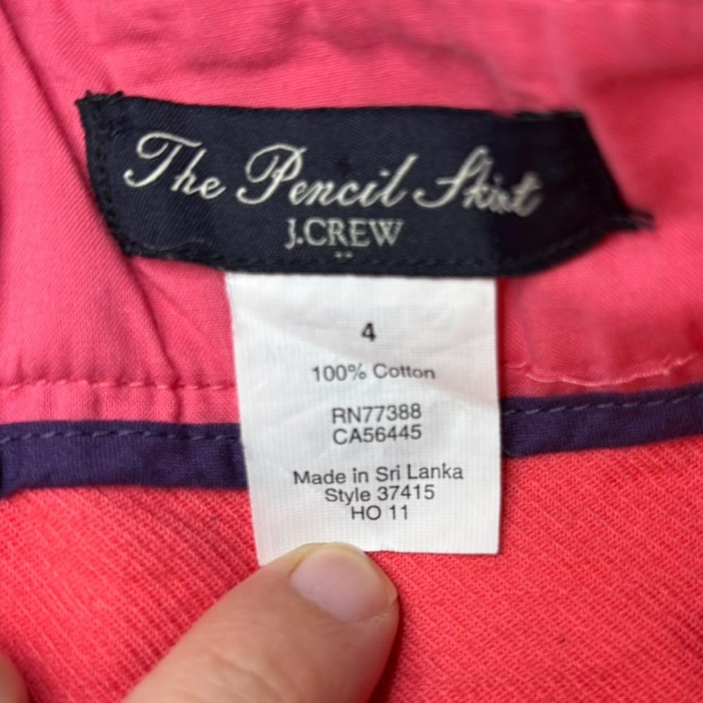 J. Crew Size 4 Salmon Pencil Skirt 100% Cotton - Picture 3 of 8
